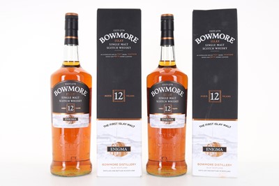 Lot 460 - TWO BOTTLES OF BOWMORE 12 YEAR OLD ENIGMA 1L