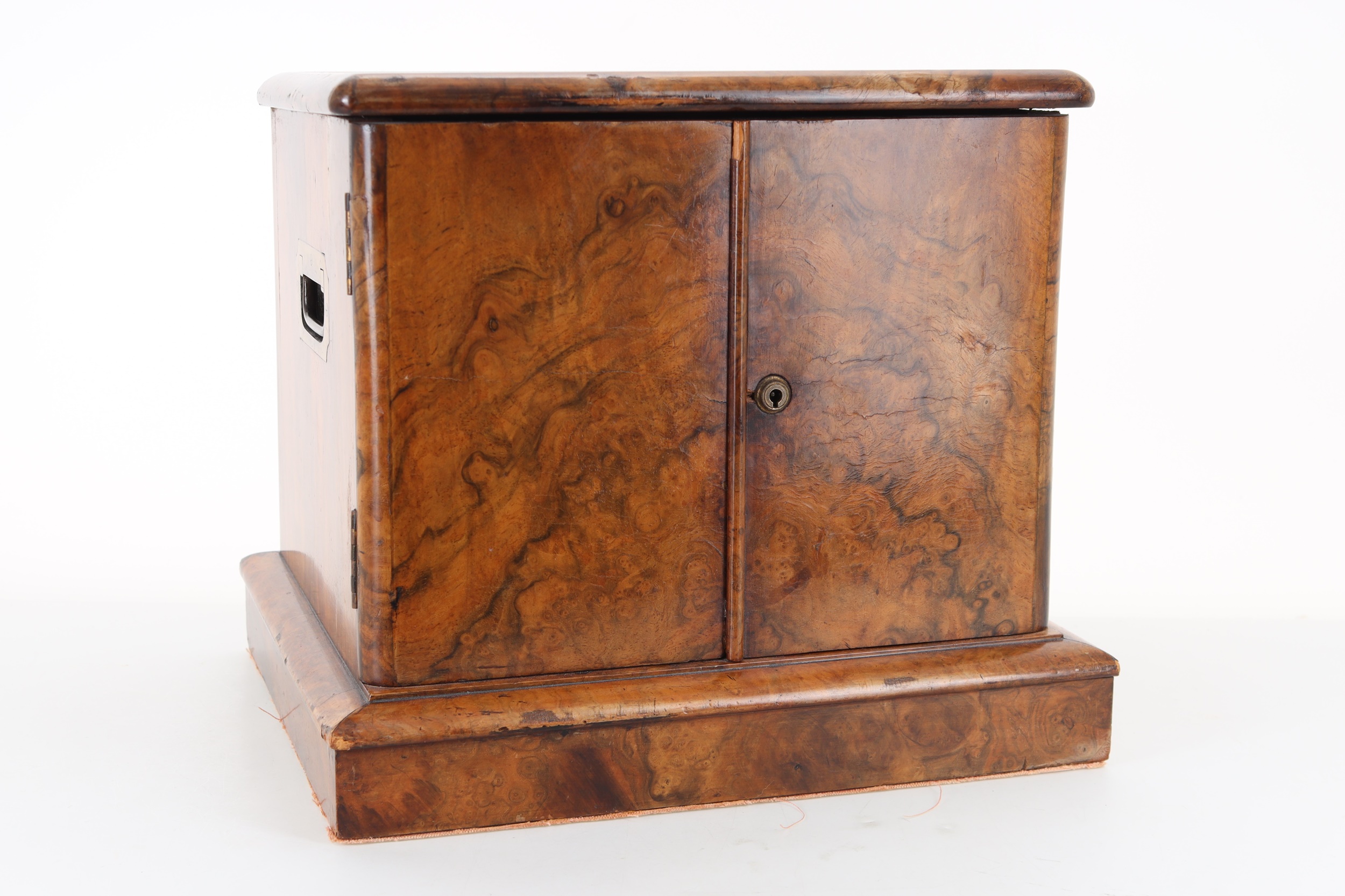 Lot 1715 - VICTORIAN BURR WALNUT CIGAR CHEST,