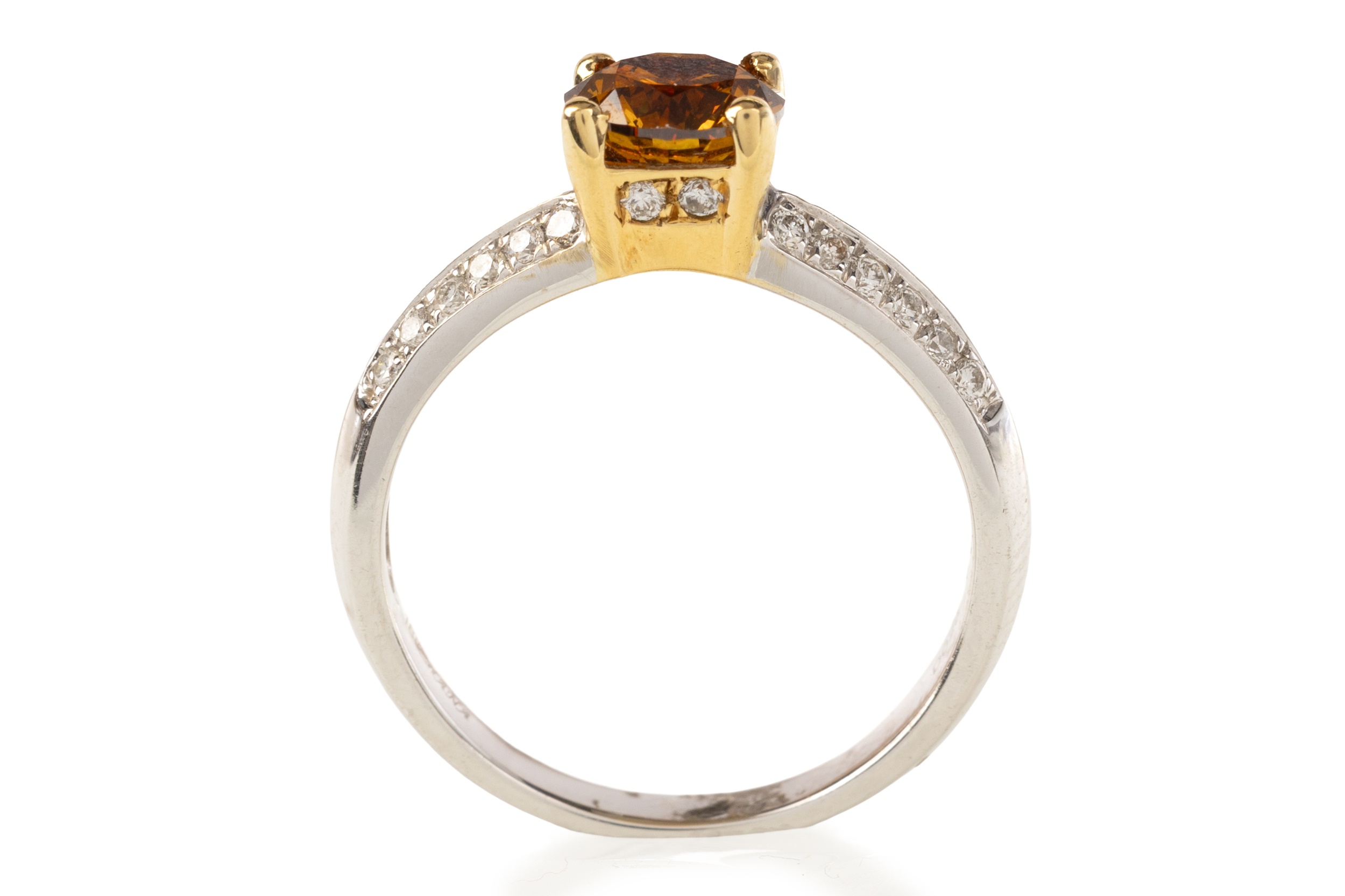 Lot 690 - GIA CERTIFICATED FANCY COLOURED DIAMOND RING,