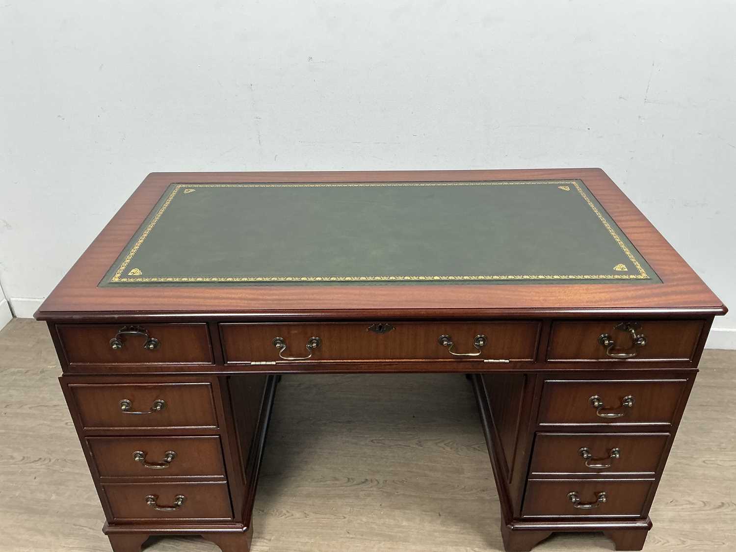 Lot 98 - REPRODUCTION MAHOGANY DESK,