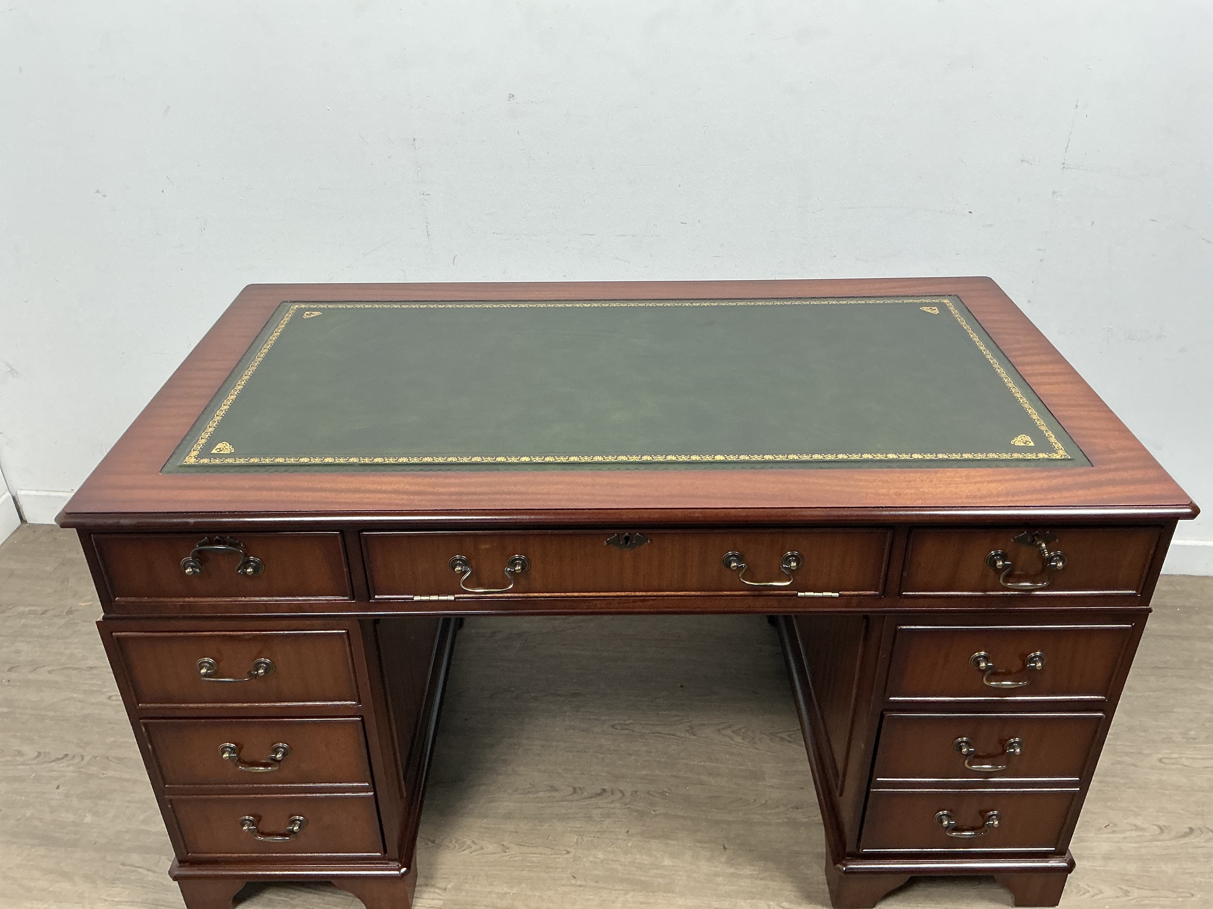 Lot 98 - REPRODUCTION MAHOGANY DESK,