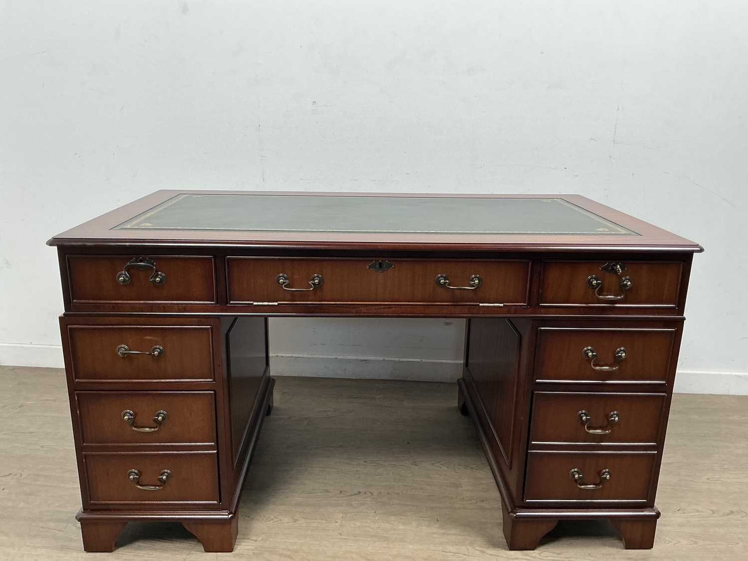 Lot 98 - REPRODUCTION MAHOGANY DESK,